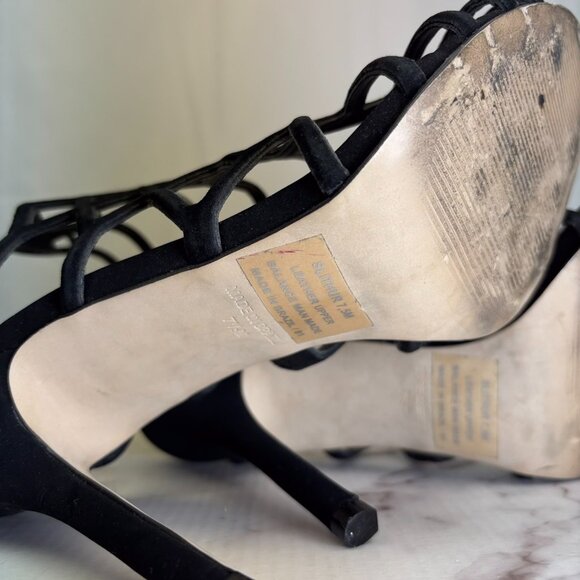 Steve Madden Sexy Slithur Black Nubuck Caged Heel - Picture 7 of 12